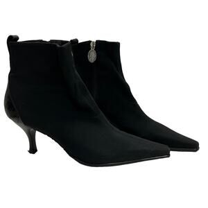 Donald J. Pliner Black Side Zip Lola Booties "Peace For The Children" Size 7.5